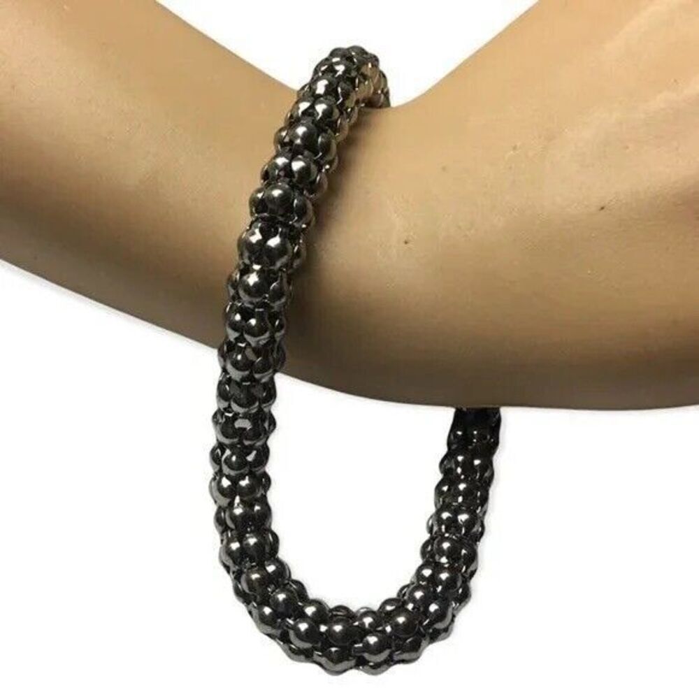 Silver Tone Mesh Chain Bracelet Anklet 9in Costume Jewelry